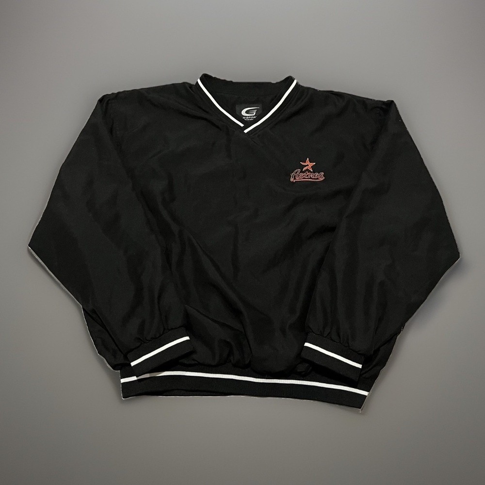 Vtg Mens Black Houston Astros Pullover Sweatshirt XL G-III Sports Carl Banks